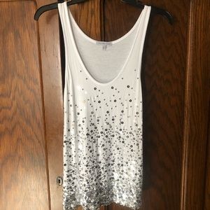 White sequin summer tank top